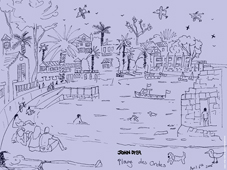 Plage des Ondes - people on the beach, seagulls, babes, boats and small dog